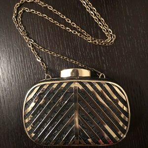 Black and Gold Vegan Clutch